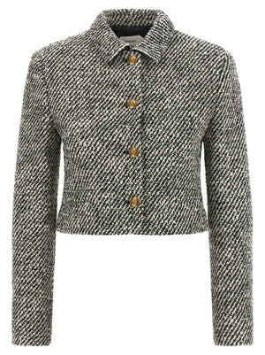 Versace Bouclé Wool Blend Blouson Jacket
