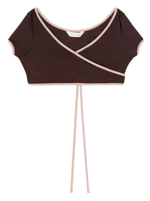 Palm Angels Cap-sleeves bikini top