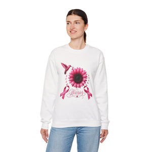 Breast Cancer Awareness 'Warrior' Sweatshirt — Pink Ribbon Sunflower Hummingbird