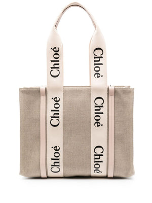 Chloé Chloe Woody Small Linen Tote