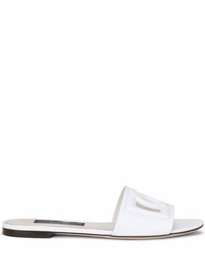 Dolce & Gabbana DG Logo Leather Flat Sandals