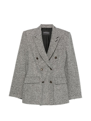 Emporio Armani Tweed Double-Breasted Blazer Jacket