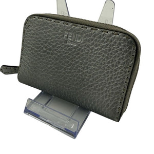 Fendi Selleria Round Zipper coin case in gray leather