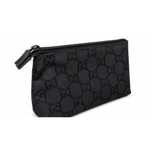 Gucci Black GG Monogram Nylon Travel Cosmetic Pouch Zip Case – Preloved