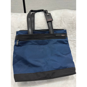 TUMI Blue Nylon Tote Bag with Leather Trim