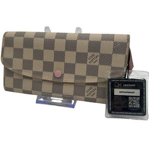 Louis Vuitton Emilie Wallet inDamier Azur canvas with Rose Ballerine (pink) interior accents