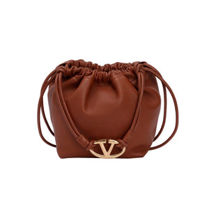 Valentino Garavani VLogo Pouf Drawstring Bag in supple nappa leather.