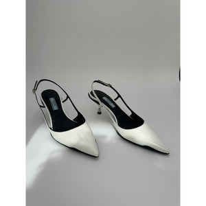 Prada White Leather Slingback Heels #10 Size 36.5/6.5