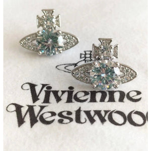 Vivienne Westwood Earrings Crystal Orb Silver With Gift Box