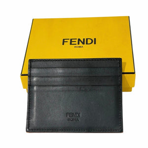 Fendi FF Jacquard Red & Black Leather Card Holder – Made in Italy