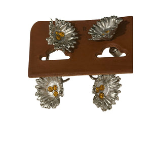 Marni Double Daisy Yellow Crystal Silver-Tone Clip-On Earrings