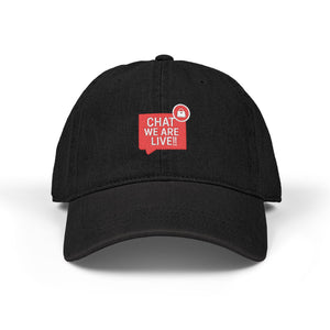 Live Chat Embroidered Denim Hat, Casual Apparel, Gift for Streamers, Summer Accessory, Trendy Everyday Cap