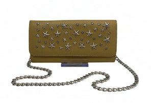 Jimmy Choo Star-Studded Wallet on Chain (WOC) in yellow leather