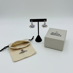 Vivienne Westwood Tiny Orb Dangle Earrings in the Silver and Purple colorway