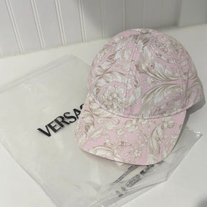 Versace Barocco Floral Baseball Cap Pink/Beige Size 57 NWT