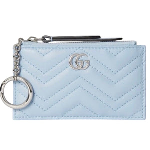 Gucci GG Marmont Zip Key Pouch in light/pastel blue