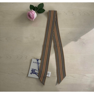 Burberry Icon Stripe Silk Skinny Scarf / Bandeau