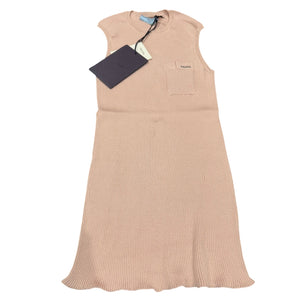 Prada Ribbed Patch-Pocket Silk Top in Pink (40)