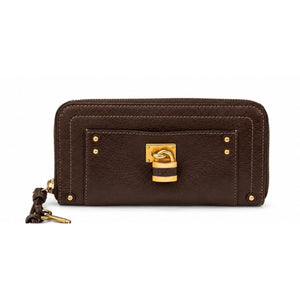 Chloé Paddington Brown Leather Zip-Around Wallet with Signature Padlock – Preloved