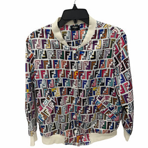 Fendi Multicolor FF Logo Bomber Jacket – White – IT 50