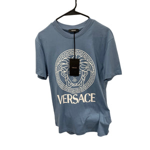 Versace Printed Cotton-Jersey Medusa T-Shirt in a cornflower blue