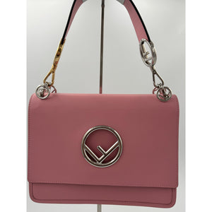 Fendi Kan I Logo Shoulder Bag in Pink Calf Leather with Dual-Tone Hardware