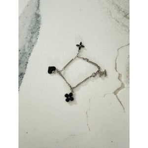 Louis Vuitton Black Monogram Enamel Charm Bracelet Silver-Tone