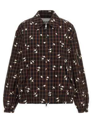 Ganni Check Flower Bomber Jacket