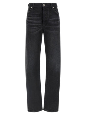 Fendi Yellow Stitching Jeans With Visible Thread