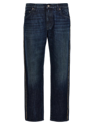 Dolce & Gabbana Fringed Stitching Jeans
