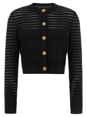 Balmain Semi-transparent Stripes Cardigan