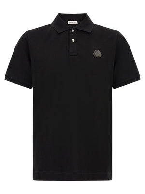 Moncler Leather Logo Patch Polo Shirt