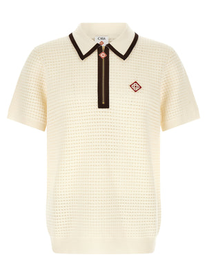 Casablanca Waffle Stitch Knit Polo Shirt