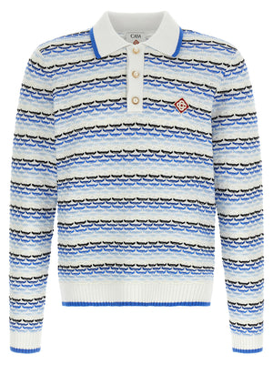 Casablanca Casablanca Tuck Stitch Long Sleeve Polo Shirt