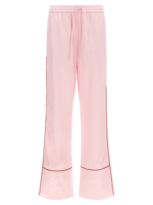 Off White Jacquard Satin Pajama Pants