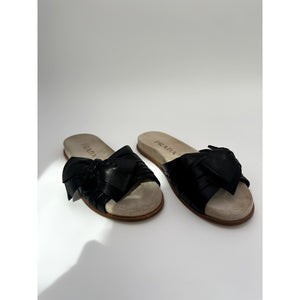 Prada leather bow flat slide sandals #13 Size 37/7
