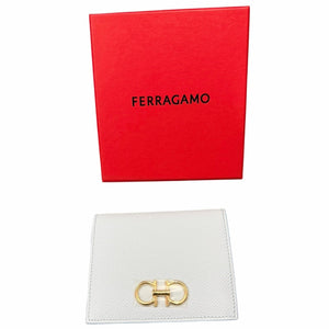 Ferragamo Gancini Compact Wallet in white
