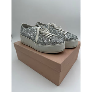 Miu Miu Silver Glitter Platform Sneakers