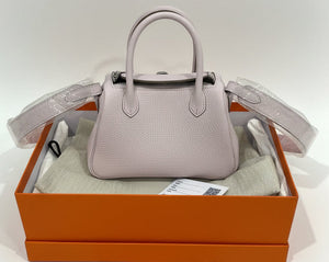 Hermes Mini Lindy II Clemence – Mauve Pale with Palladium Hardware