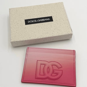 Dolce & Gabbana Degrade Calfskin DG Logo Card Holder in pink