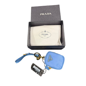 Prada Re-Edition 1978 Re-Nylon Mini-Pouch With Keychain in a light blue/cobalt colorway