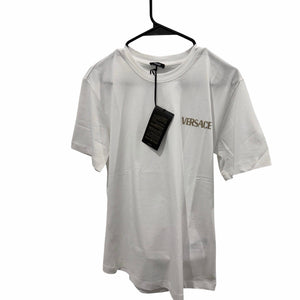 Versace Crystal-Embellished Logo T-Shirt in optical white