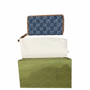 Gucci GG Denim Zip-Around Wallet