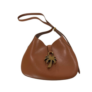Palm Angels Palm Hobo Bag Brown Leather Gold Palm Tree Lock Crossbody