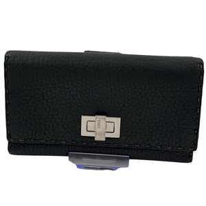 Fendi Black Leather Turn-Lock Wallet