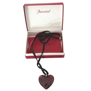 Baccarat Puffed Heart Crystal Pendant Necklace in ruby red